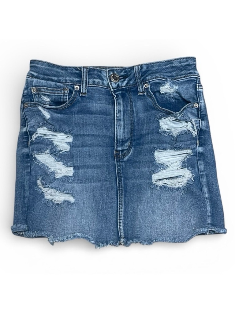 American Eagle Outfitters Blue Distressed Mini Skirt Size 6